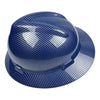 Carbon fiber full brim hard hat with 6-point suspension and adjustable chin strap for superior industrial head protection