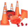 Orange Foldable Traffic Cone with LED Light & Reflective Stripes