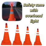 Orange Foldable Traffic Cone with LED Light & Reflective Stripes