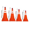 Orange Foldable Traffic Cone with LED Light & Reflective Stripes