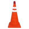 Orange Foldable Traffic Cone with LED Light & Reflective Stripes