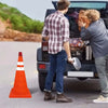 Orange Foldable Traffic Cone with LED Light & Reflective Stripes